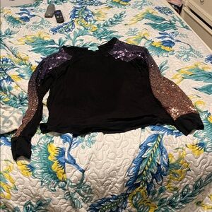 Sequin Sleeve Black Sweatshirt